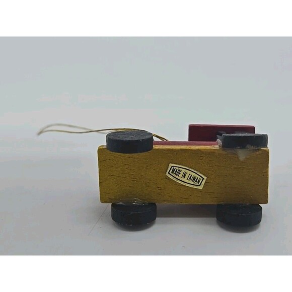 Vintage Wooden Choo Choo Train Engine Hanging Christmas Ornament Red Heart Front - Picture 5 of 9